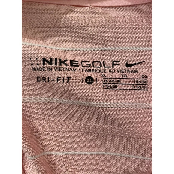 Nike Golf Tour Performance Dri Fit Shirt XL Excellent Condition Pink White - Picture 7 of 7